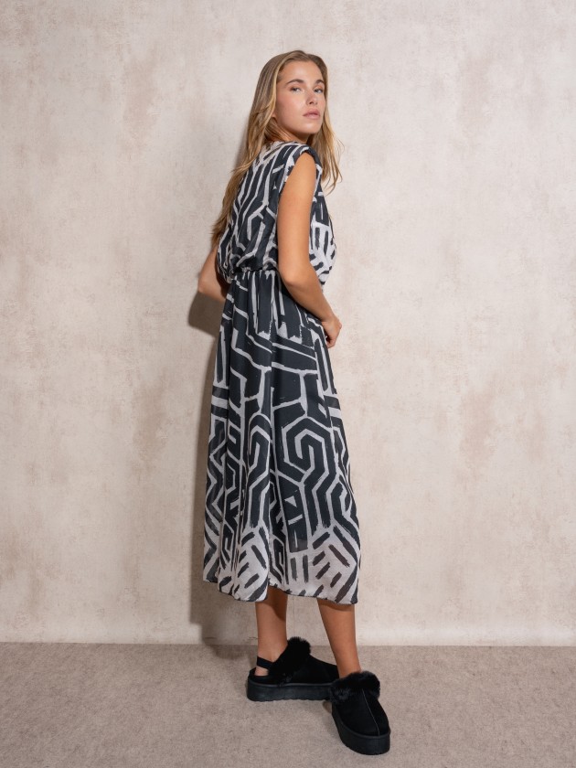 Draped printed dress