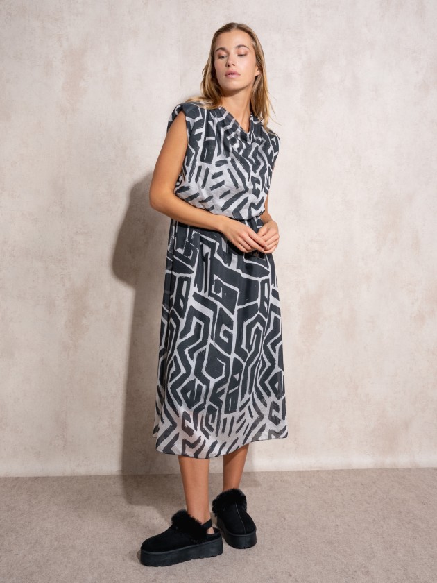 Draped printed dress