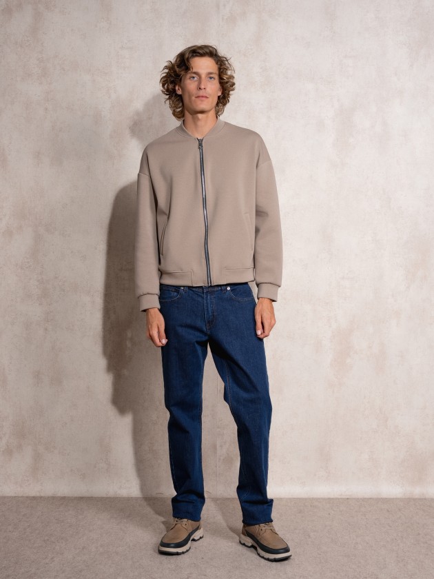 Interlock jacket with zipper