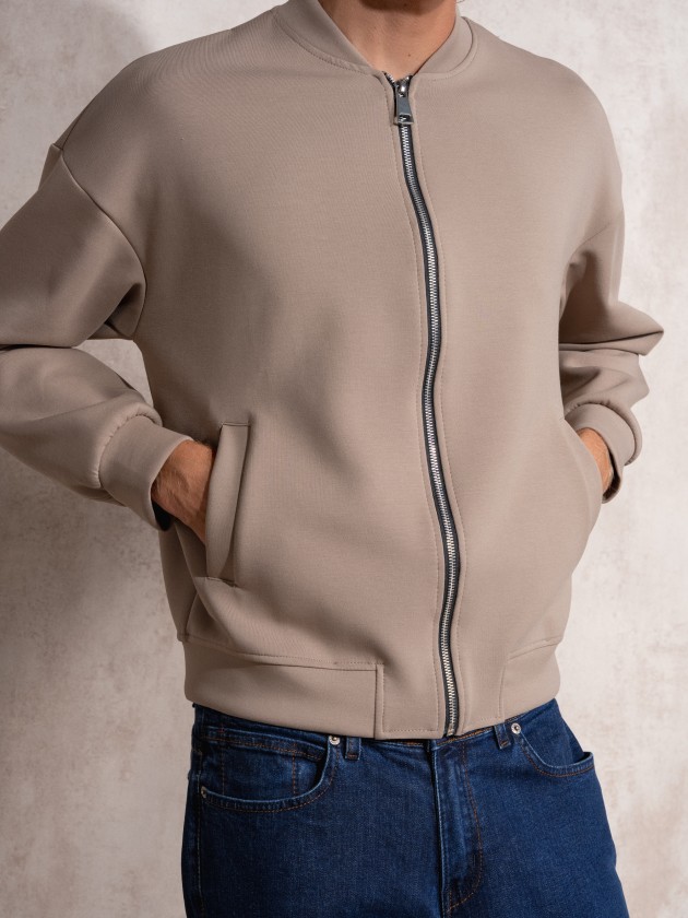 Interlock jacket with zipper