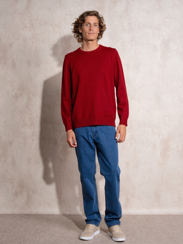 Camisola de malha com decote redondo