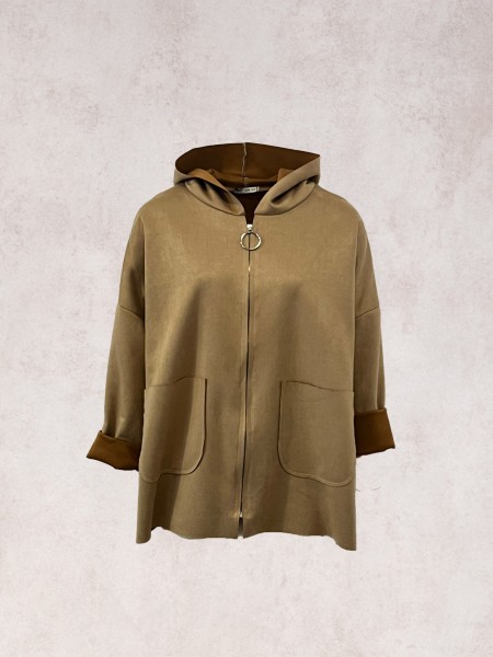 Manteau effet daim avec capuche