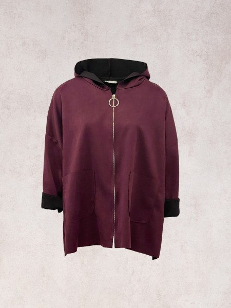 Manteau effet daim avec capuche