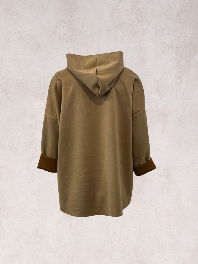 Manteau effet daim avec capuche