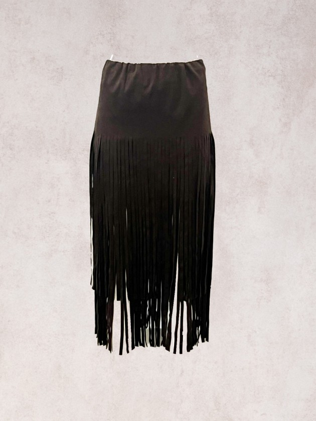 Jupe effet daim  franges
