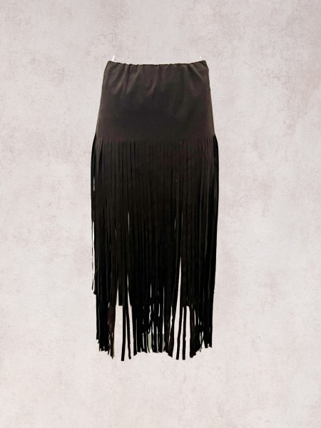 Suede effect skirt with fringes