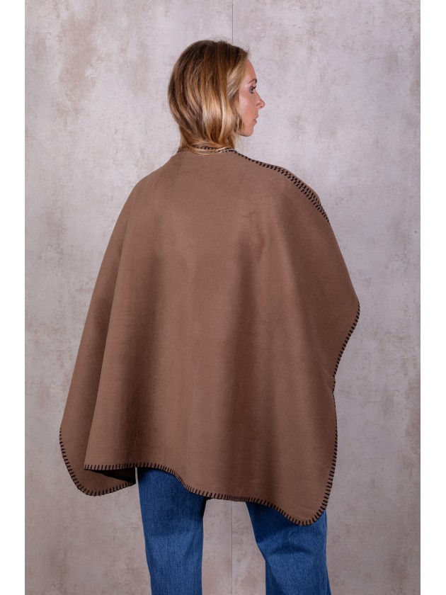 Knitted poncho with stitching detail