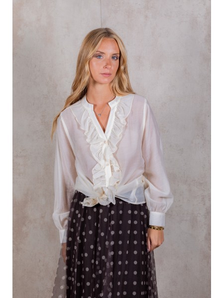 Blusa com folhos  frente