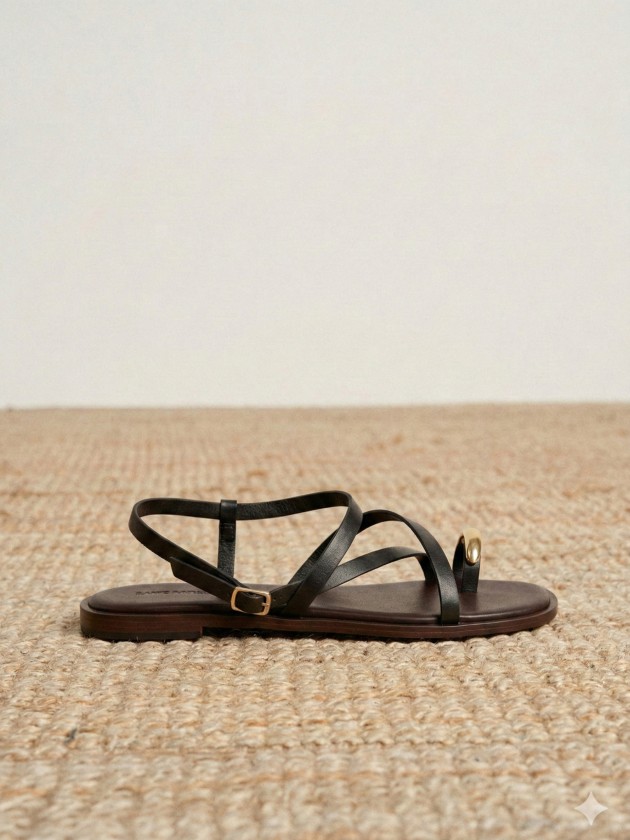 Open-toed sandals with straps and metallic embellishment Open-toed sandals with straps and metallic embellishment