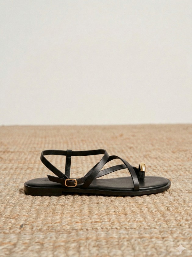 Open-toed sandals with straps and metallic embellishment