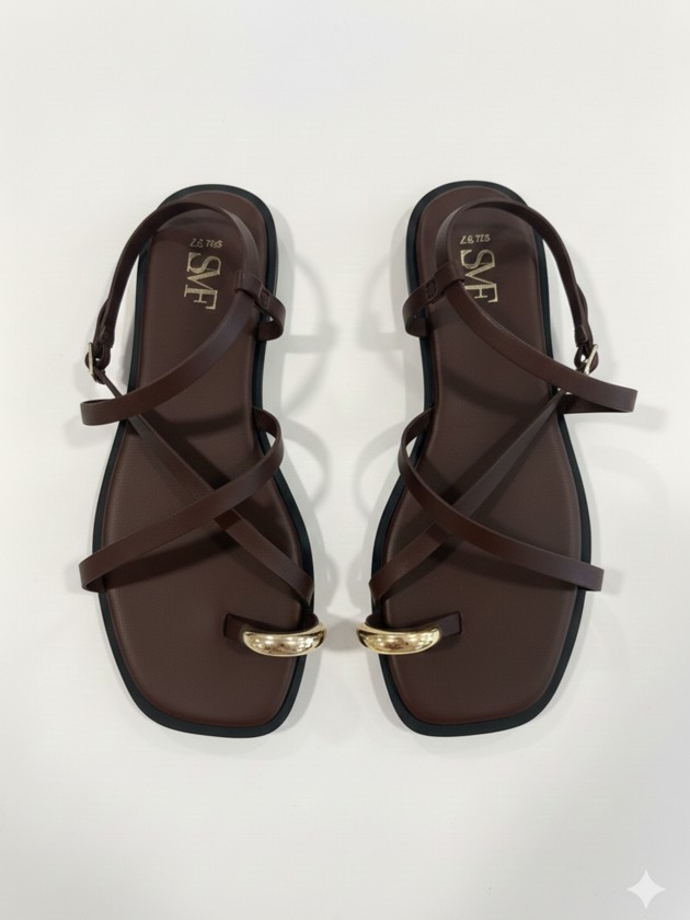 Open-toed sandals with straps and metallic embellishment Open-toed sandals with straps and metallic embellishment
