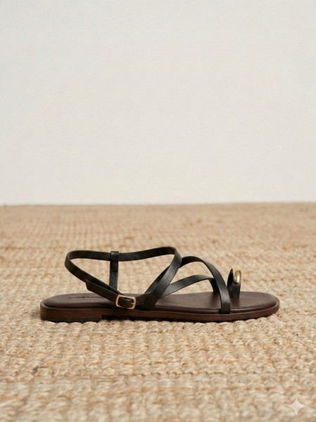 Open-toed sandals with straps and metallic embellishment