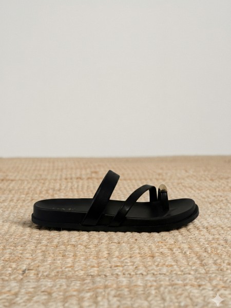 Flip-flops with straps and metallic embellishment