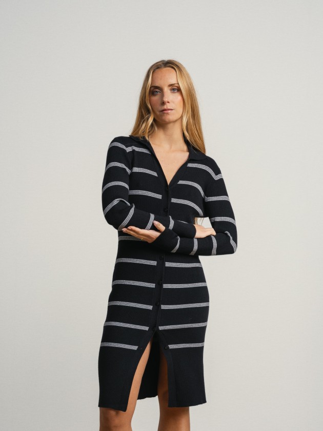 Stripped dress with buttons Stripped dress with buttons