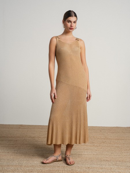 Rib knit strappy dress