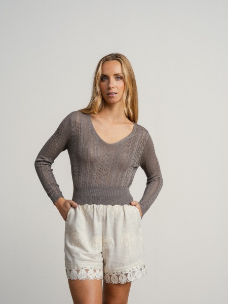 Crochet crop sweater