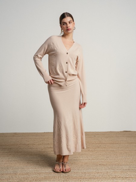 Fine knit skirt and coat set