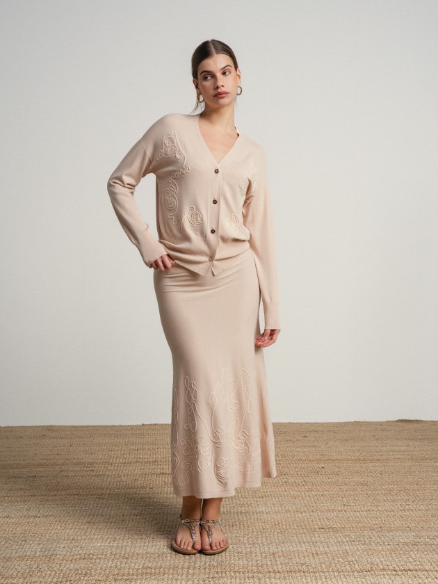 Fine knit skirt and coat set