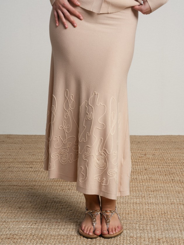 Fine knit skirt and coat set