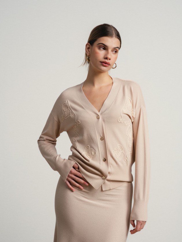 Fine knit skirt and coat set