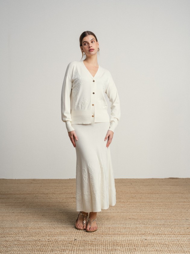 Fine knit skirt and coat set