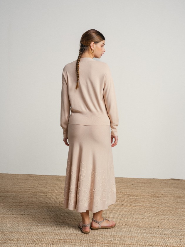 Fine knit skirt and coat set