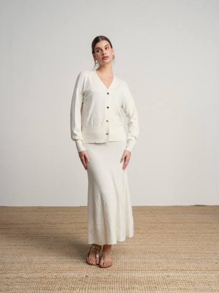 Fine knit skirt and coat set