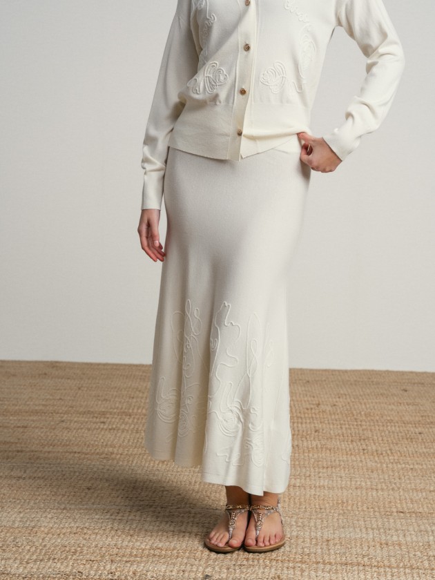 Fine knit skirt and coat set