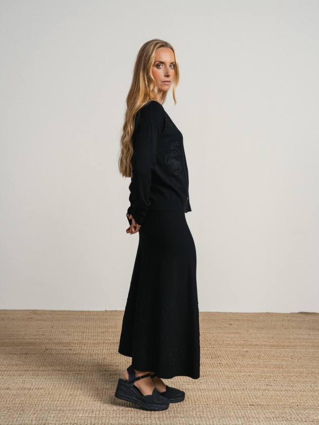 Fine knit skirt and coat set