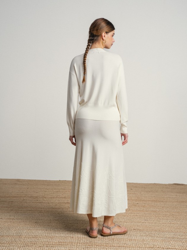 Fine knit skirt and coat set