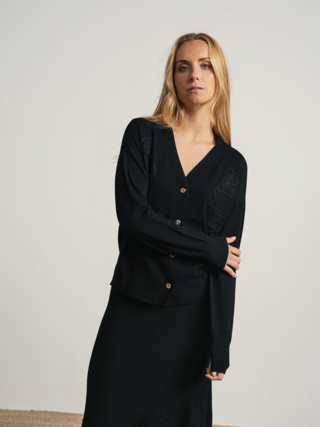 Fine knit skirt and coat set