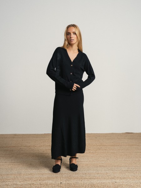 Fine knit skirt and coat set