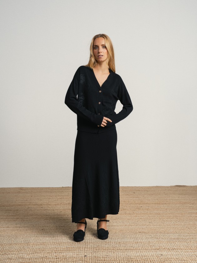 Fine knit skirt and coat set