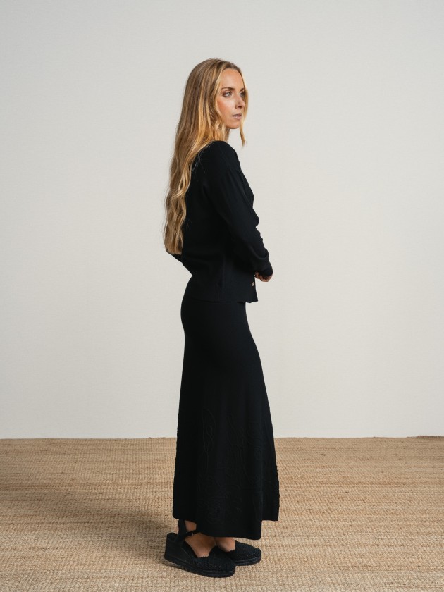 Fine knit skirt and coat set