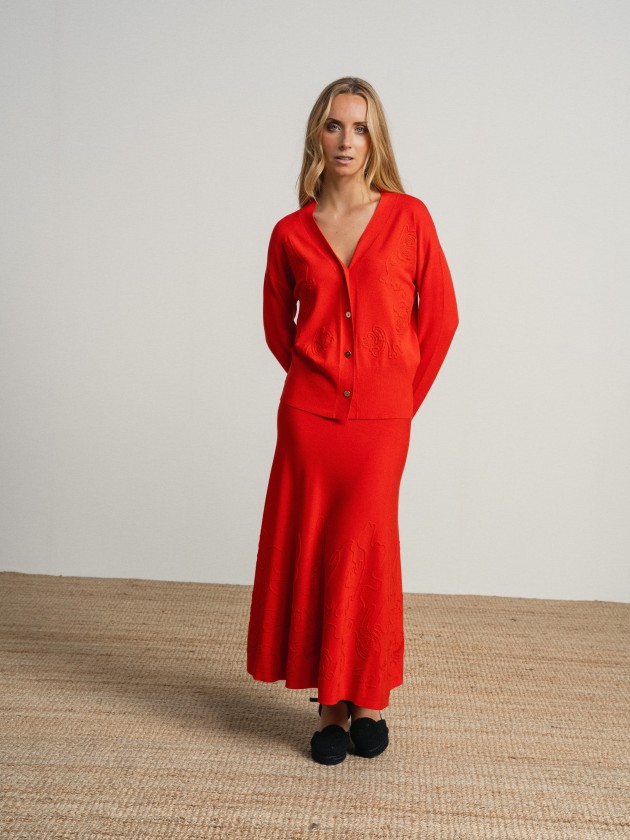 Fine knit skirt and coat set