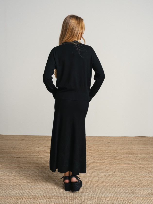 Fine knit skirt and coat set