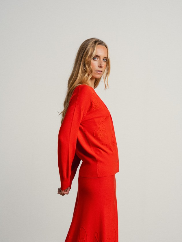 Fine knit skirt and coat set