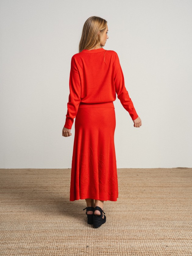 Fine knit skirt and coat set