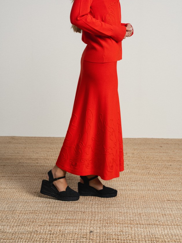 Fine knit skirt and coat set