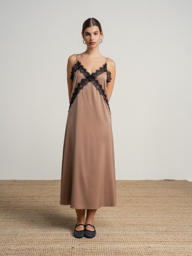 Dress with lace applications