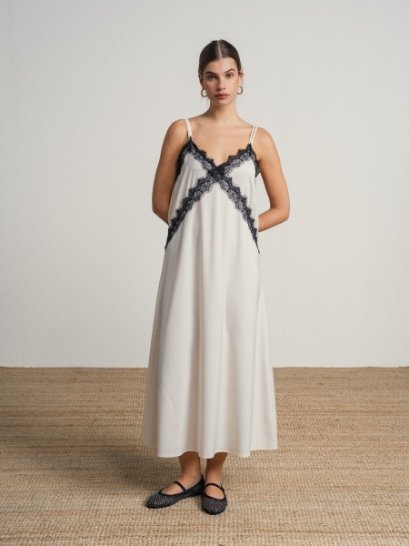 Dress with lace applications