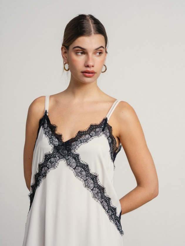 Dress with lace applications