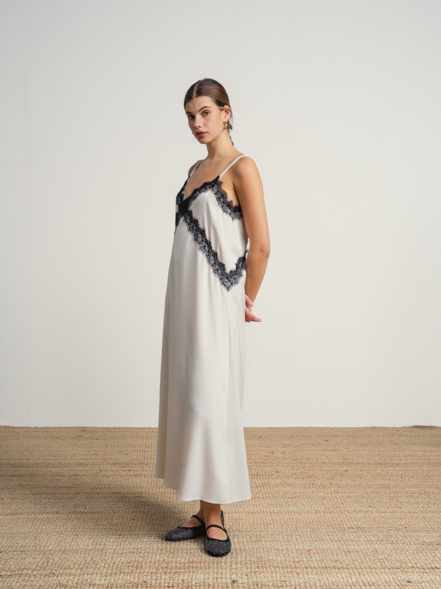 Dress with lace applications