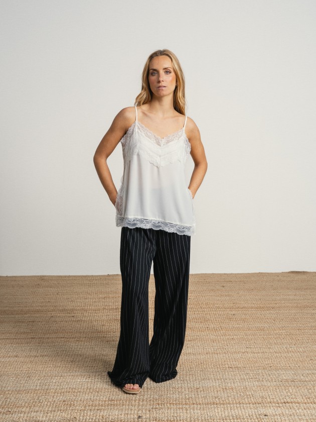 Satin top with lace