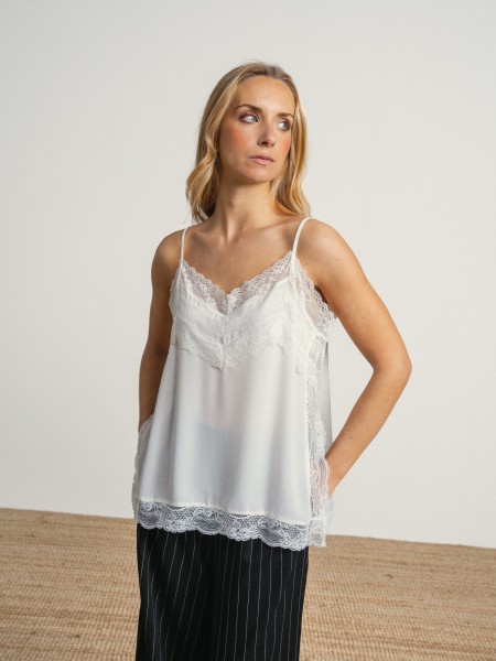 Satin top with lace
