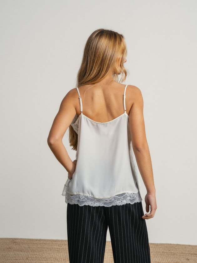 Satin top with lace