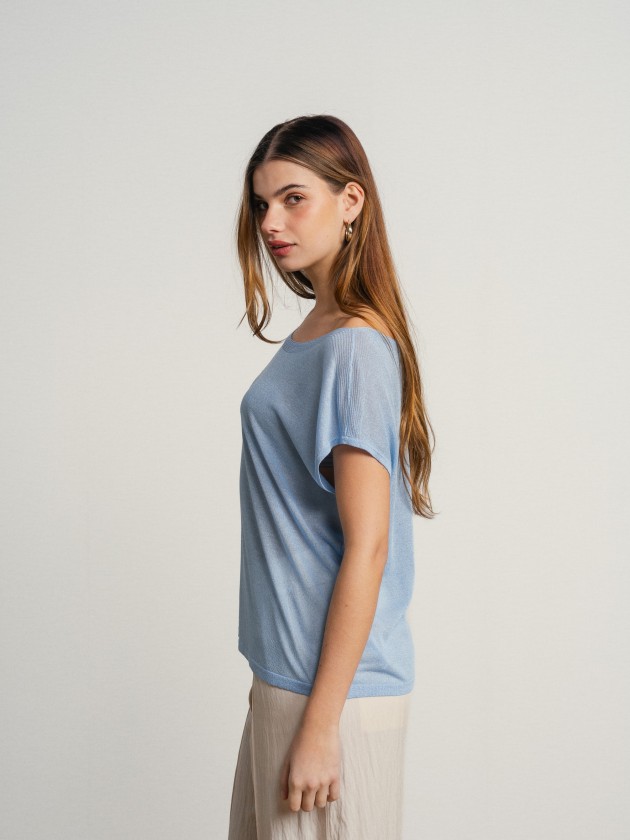 Short-sleeved camisole with sheer details Short-sleeved camisole with sheer details