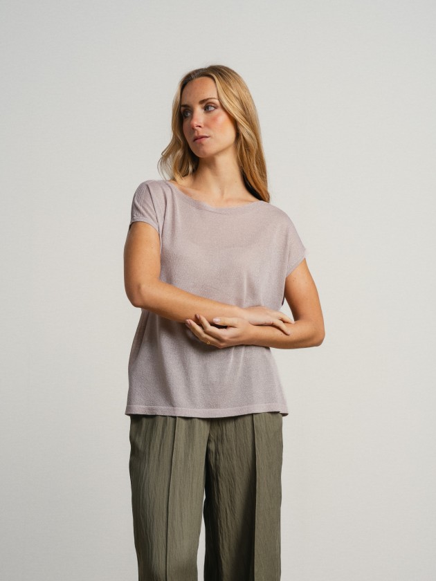 Short-sleeved camisole with sheer details Short-sleeved camisole with sheer details