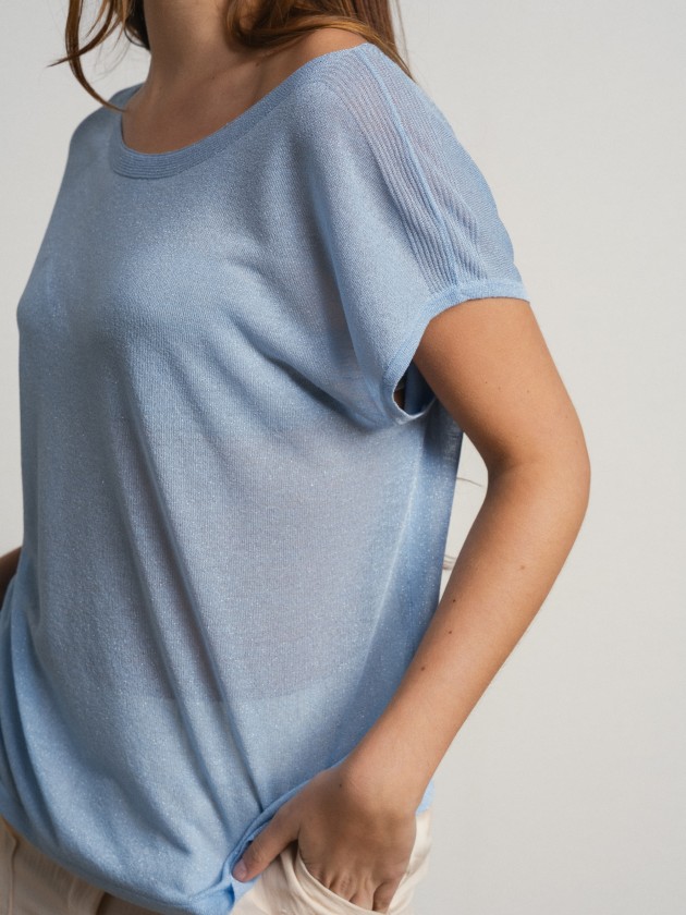 Short-sleeved camisole with sheer details Short-sleeved camisole with sheer details