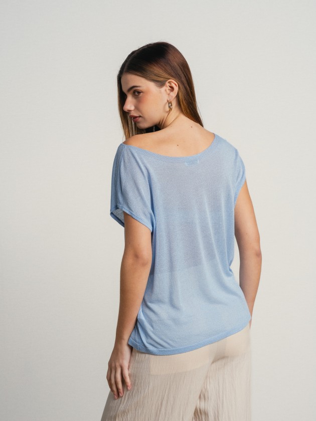 Short-sleeved camisole with sheer details Short-sleeved camisole with sheer details